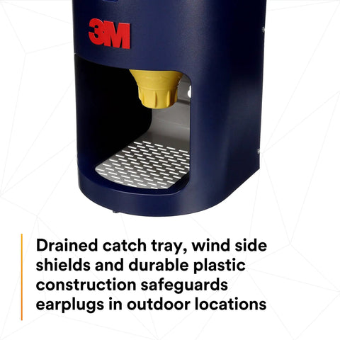 One Touch Pro Earplug Dispenser with drained catch tray and wind shields for outdoor jobsites and busy workplaces.