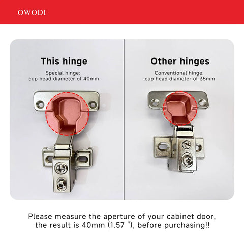 Comparison of Heavy Duty 20 Pack Soft Close Cabinet Hinges With Mounting Screws and 40mm cup diameter against other hinges.