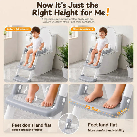 Toddler Potty Training Seat With Step Stool And Adjustable Height Toilet Trainer For Kids Features Slip Resistant Footrest That Grows With Your Kiddo And Turns Daily Bathroom Routine Into Smooth Sailing With Zero Sweat