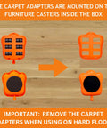 Heavy Duty Furniture Lifter And Appliance Roller Sliders Set With 660 Lbs Capacity showing carpet adapters for casters