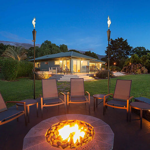 Outdoor Propane Tiki Torch 71 Inch Tall Long Burning Flame Portable Yard And Patio Lighting for Pathways Poolside Garden Deck