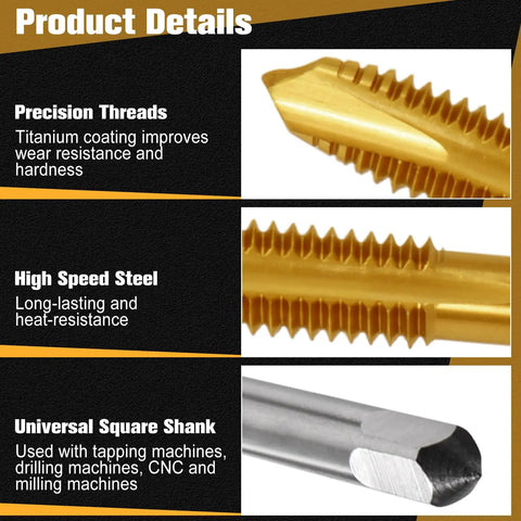 Kickass 7pc Micro Tap Drill Kit High Speed Steel Metric Plug Threads M2 To M6 Compact Storage Box showing titanium coated taps.