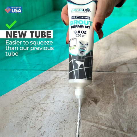Applying Two Tube Premixed Tile Grout Repair Kit White Acrylic Sanded Grout Filler For Bathroom Shower Kitchen Tiles Water Resistant