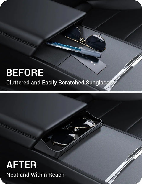Tesla Model 3 And Model Y Center Console Sunglasses Holder And Armrest Storage Box, Anti Slip Design for organized storage