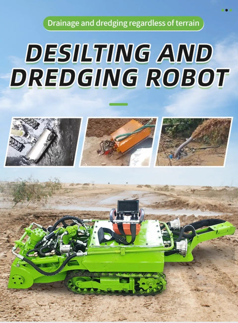 Remote Controlled Pond Dredger With Tracks For Easy Sludge Cleanup In Farm Fish Ponds And Lakes showcasing desilting features.