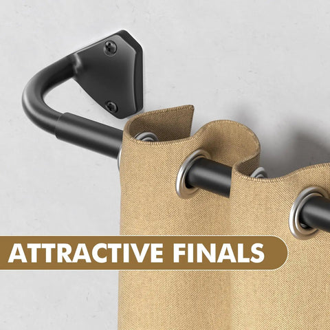 Wrap Around Blackout Curtain Rods For Windows 30 To 60 Inches with attractive finials, black finish, heavy duty design