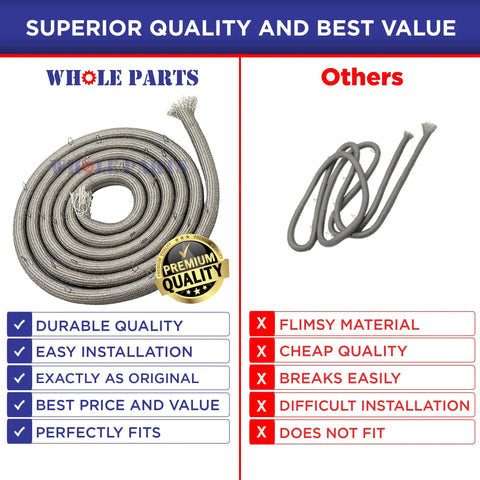 Comparison of Upgraded Whole Range Oven Door Gasket With 25 Mounting Clips Replacement WB04T10050 and inferior product