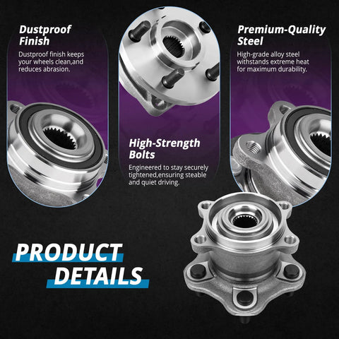 Rear Wheel Hub Assembly For Nissan Rogue AWD Replacement 2008 Through 2020 And Juke AWD 2011 Through 2017 Rear Left 2 Piece Durable Bearing 512373 512535 VKBA6998 43202JG200 432024BF0A Premium Quality details