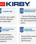 Infographic showing benefits of Gen 3 Vacuum Bags 197289 Genuine OEM Disposable Paper Filter Bags Top Notch Fit For G3 Heritage II.