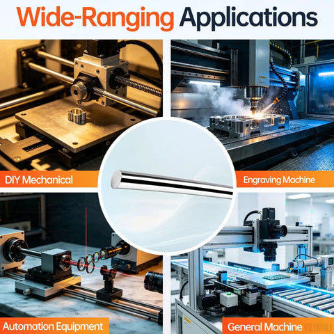 Precision Ground 2pcs 10mm X 300mm Linear Motion Rods Shaft Guide Rail For Smooth Sliding Bearing Applications And DIY Projects used in engraving and automation.