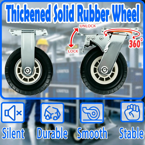 Five Inch Heavy Duty Casters Set Of Four Premium Swivel Rollers Built Tough As Nails Featuring Non Marking Rubber Wheels.
