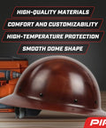 WolfJaw Fiberglass Full Brim Hard Hat with Wheel Ratchet, ANSI Z89.1 Type 1, smooth dome shape displayed on table