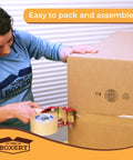 10x8x6 Brown Kraft Corrugated Shipping Boxes 100 Pack Bulk For Mailing, Packing, Moving And Storage, Durable, Eco Friendly, Recyclable, Made In USA with person sealing box