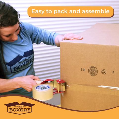 10x8x6 Brown Kraft Corrugated Shipping Boxes 100 Pack Bulk For Mailing, Packing, Moving And Storage, Durable, Eco Friendly, Recyclable, Made In USA with person sealing box