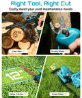 Cordless 8 In 1 Garden Tool Kit With Long Reach Pole Saw Hedge Trimmer Pruner And Grass Shears 4000mAh Battery shown in use