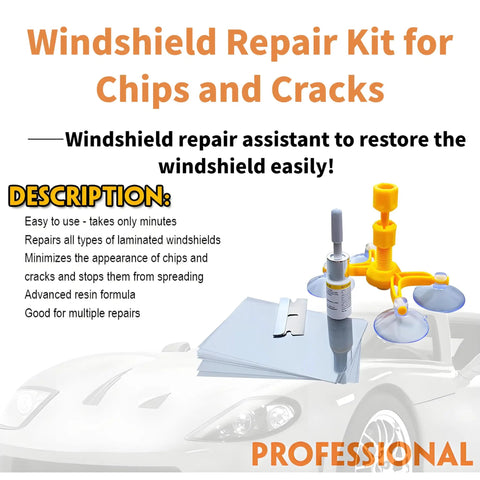 Pro Grade Windshield Crack Repair Kit Four Pack With Enhanced Injection Head And Suction Cup for chips and cracks repair.