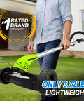 Person using Cordless Weed Wacker 12V Battery Powered With 65 Inch Adjustable Pole Lightweight 3.72 Lb Grass Trimmer