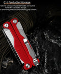 15-In-1 Spring Loaded Multitool Pliers With Thickened Hardened Steel, folded view on dark surface, red handle