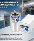 Upgraded Round HVAC Capacitor Replacement For Carrier Bryant Payne Systems Easy Install Durable High Performance Capacitor For Residential Furnaces And Air Conditioning Units Fits Most Standard HVAC Setups, 40+7.5 MFD 440 VAC