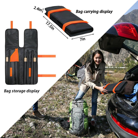 42 Inch Fire Tongs And Fire Poker Set Beefy Heavy Duty Detachable Log Grabbers bag display and outdoor use