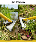 Extendable Pond Weed Cutter Kit With A Three-Sided Blade And Aluminum Poles For Cattails And Garden Weeds Angled Cutting Without Repositioning Durable Yellow Tool For Quick Yard Cleanup And Lawn Pond Maintenance, pond and garden use