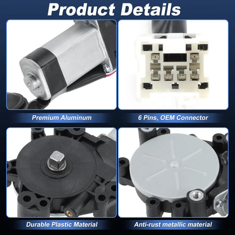 Front Left Power Window Motor For Nissan Maxima Sedan 2002 2004 2005 2006 2007 2008 3.5L Driver Side Window Regulator Motor Replacement Fits Right In Part Number 807317Y000, 6-pin connector