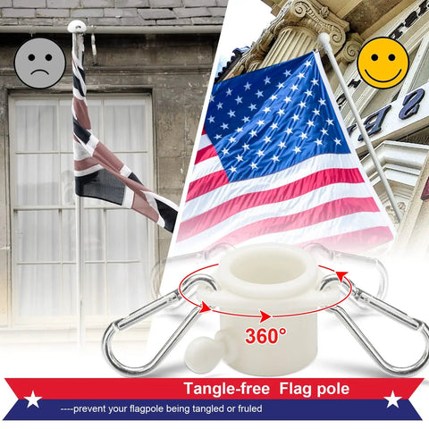 Flag Pole Kit For Home Exterior With 3x5 Embroidered US Flag, 5ft Tangle Free Metal Pole, Heavy Duty Outdoor Porch Mount, No Fuss Install