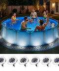 Six Pack Solar Pool Lights For Above Ground Pools Waterproof LED Outdoor Pool Lights Easy Nighttime Safety Illumination