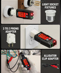 All In One Circuit Breaker Finder With LCD Display, GFCI Outlet Tester And Electrical Tracer Tool With NCV Test shown with adapters