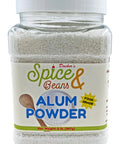 Front view of Food Grade Alum Powder For Canning And Pickling Crisper Veggies And Fruits Natural Preservative And Firming Agent 2 lb jar.