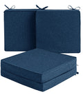 Outdoor Chair Cushions Set Of 4 19 By 19 Inch Navy Blue All Weather Water Resistant And Fade Resistant Patio Seat Pads With Ties Removable Covers Non Slip Bottom