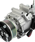 Rock Solid AC Compressor For Honda Civic One Point Eight Liter Engine Years Two Thousand Six Through Two Thousand Eleven, silver body and black pulley.
