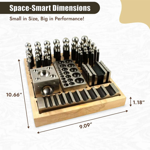 Workhorse Doming Block And Punch Set For Jewelry Making 41 Piece Dapping Kit with steel block on wood base