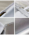 Heavy Duty Outdoor Indoor Washing Machine Cover With Waterproof UV Shield Universal Top And Front Load Fit All Weather Washer Dryer Cover In Silver Protects From Rain Sun Snow And Rust 29W X 28D X 40H showing zippers and fabric texture details