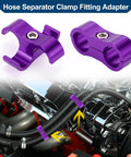 Workhorse An6 Hose Separator Clamps Split Dual Fuel Lines Rock Solid Pipe Divider Adapter Coolant Tubing Organizer 14mm Purple fittings on engine