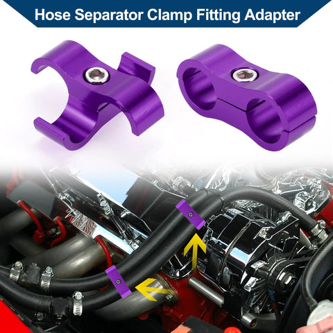 Workhorse An6 Hose Separator Clamps Split Dual Fuel Lines Rock Solid Pipe Divider Adapter Coolant Tubing Organizer 14mm Purple fittings on engine
