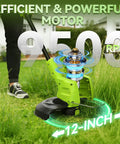 Efficient 9500 RPM motor of Ultra Lightweight Cordless String Trimmer And Leaf Blower Combo With 2Ah Battery And Fast Charger.