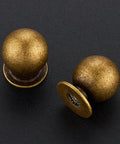 Antique Brass Round Cabinet Knobs 6 Pack, Dresser Hardware, Ball Style Kitchen Knob Set, 0.95 Inch Diameter