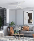 Octavia 52 Inch Industrial Style LED Ceiling Fan With Light Remote Control in a modern living room setting