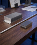 2 Pack Solid Aluminum Round Bar Stock 9.7 Inch Long and 0.4 Inch Diameter for Machining on wooden desk with equipment