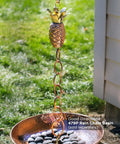 Copper Pineapple Rain Chain Eight And A Half Foot Long Handcrafted 20 Gauge Pure Copper With Brass Accents Patina Finish outdoors