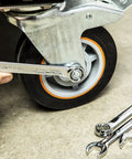 Using 10 Piece 12 Point Metric Combination Wrench Set With Off Corner Loading For Maximum Grip on caster wheel bolt