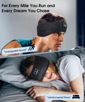 Man running and woman sleeping wearing All In One Bluetooth Sleep Headband With HD Stereo Speakers For Sleep And Comfort Wireless Earbuds