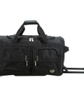 Rockland rolling duffel bag, 22-inch, black luggage with two front zip pockets, wheels, and retractable handle