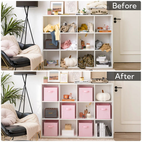 Pink Fabric Storage Bins 6 Pack 11 Inch Cube Organizers Closet Shelf Inserts Non Woven Toy Holder Room Decor That Slaps Lowkey Dope And Makes Cleaning Up A Total Breeze For Bedroom Or Nursery