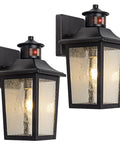 2 Pack Motion Sensor Outdoor Wall Lights Black Dusk To Dawn LED Waterproof Exterior Garage Light Fixture Modern Porch Light Wall Mount For Front Door House Anti Rust