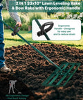 Using Lawn Leveling Rake 33x10 Inch With 78 Inch Adjustable Back Saving Handle Pro Grade Heavy Duty Stainless Steel Leveler Tool