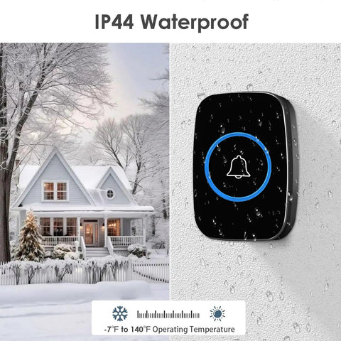 Dope Wireless Doorbell Kit With Waterproof Receiver Distinguish Front And Rear Doors 1000ft Range 60 Chimes Five Adjustable Volume Levels LED Flash Ideal For Home Office Classroom