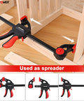 Heavy Duty Woodworking Bar Clamp Set, 12 Inch Two Pack And 6 Inch Two Pack, One Hand Quick Release Clamps in use as a spreader