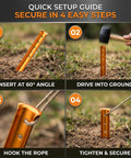 Quick setup guide for High Visibility Aluminum Tent Stakes 6-Pack, 12.6 Inch U-Shape Sand-Grip in use on soft ground